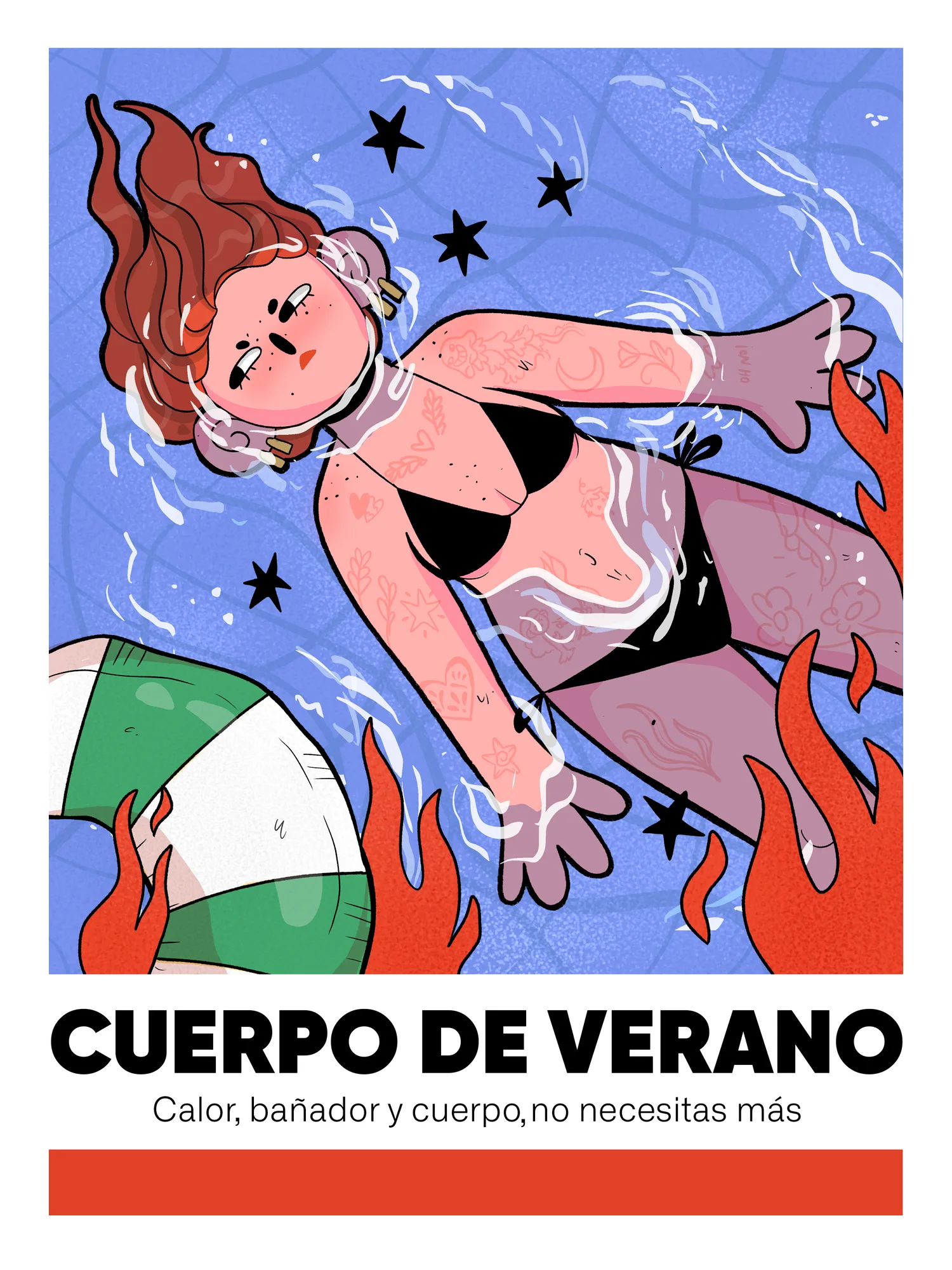 Ilustración original de verano en tonos violetas